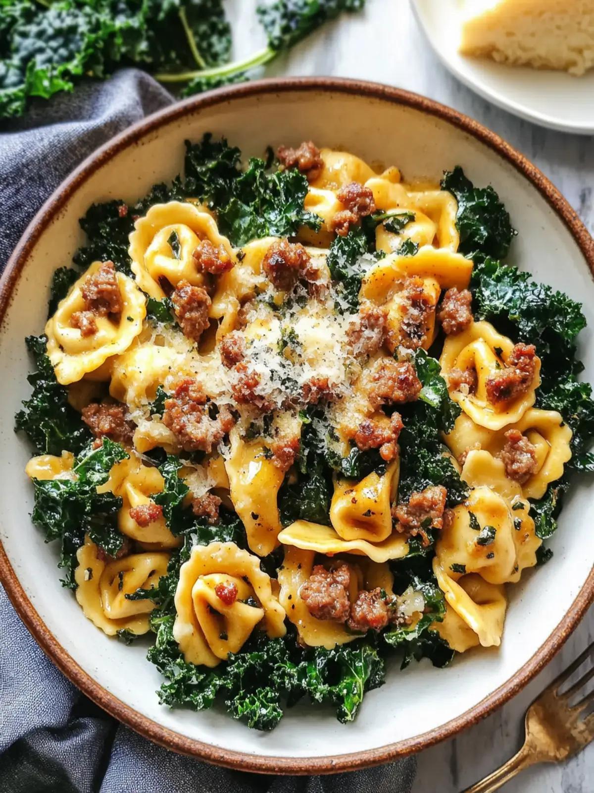 Brown Butter Tortellini with Sausage and Kale Bliss 4 Brown Butter Tortellini with Sausage and Kale