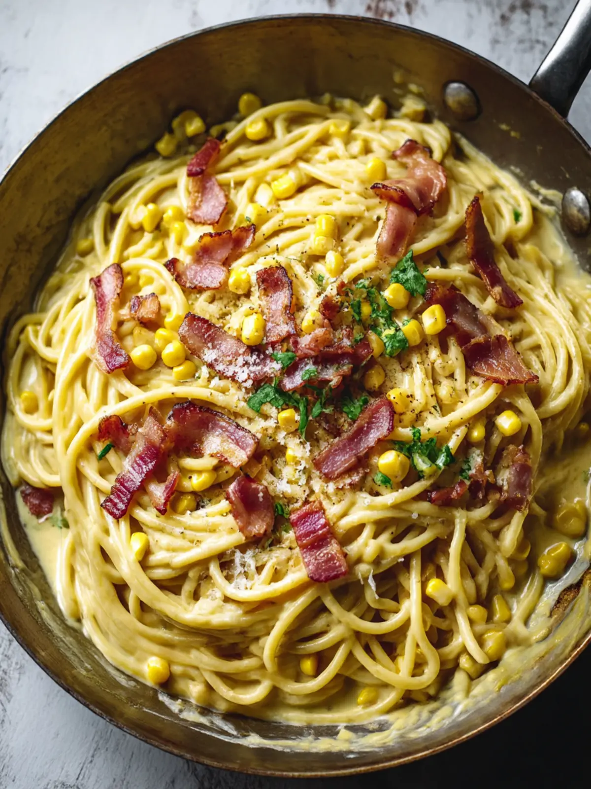 Creamy Corn Carbonara with Crispy Bacon Delight 2 Corn Carbonara
