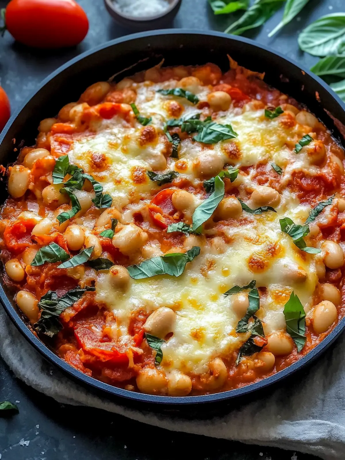 Cheesy Tomato White Bean Bake Skillet (30-Minutes)