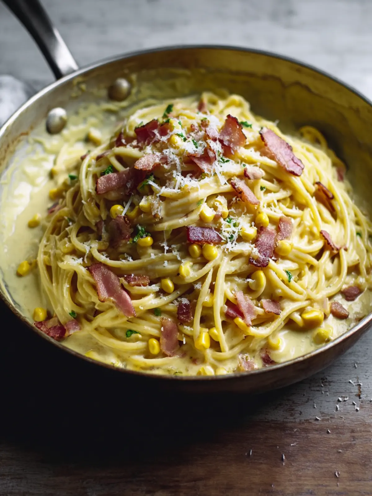 Creamy Corn Carbonara with Crispy Bacon Delight 4 Corn Carbonara