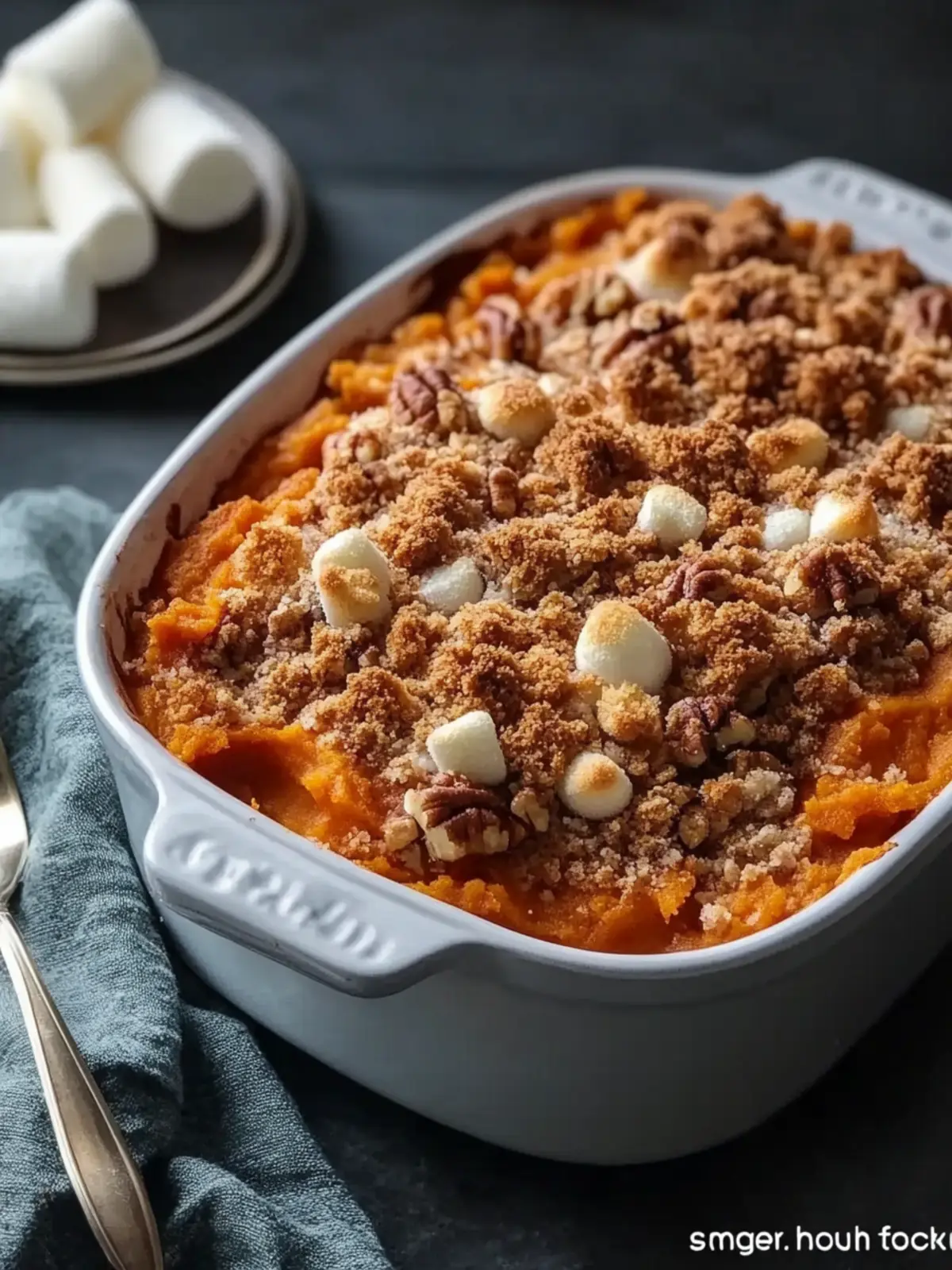Sweet Potato Casserole with Pecan Streusel and Toasted Marshmallows 5 Sweet Potato Casserole with Pecan Streusel and Toasted Marshmallows