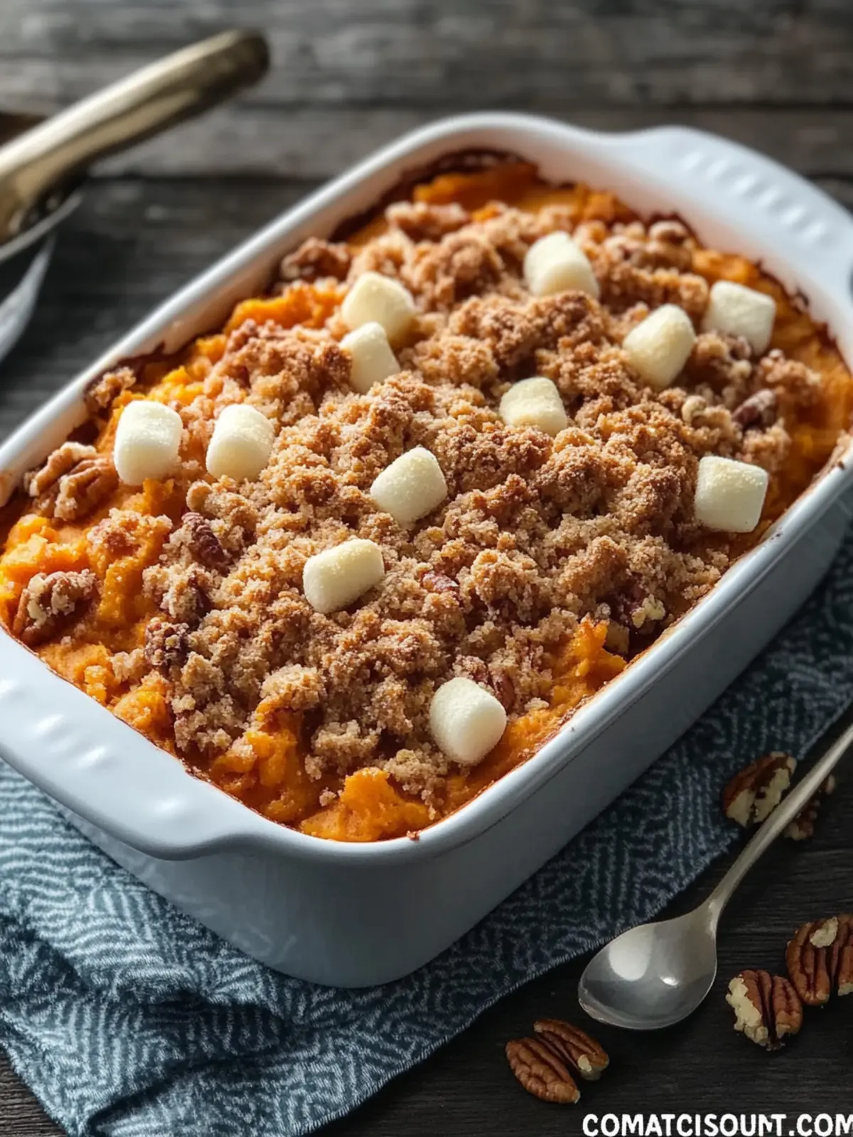 Sweet Potato Casserole with Pecan Streusel and Toasted Marshmallows 4 Sweet Potato Casserole with Pecan Streusel and Toasted Marshmallows