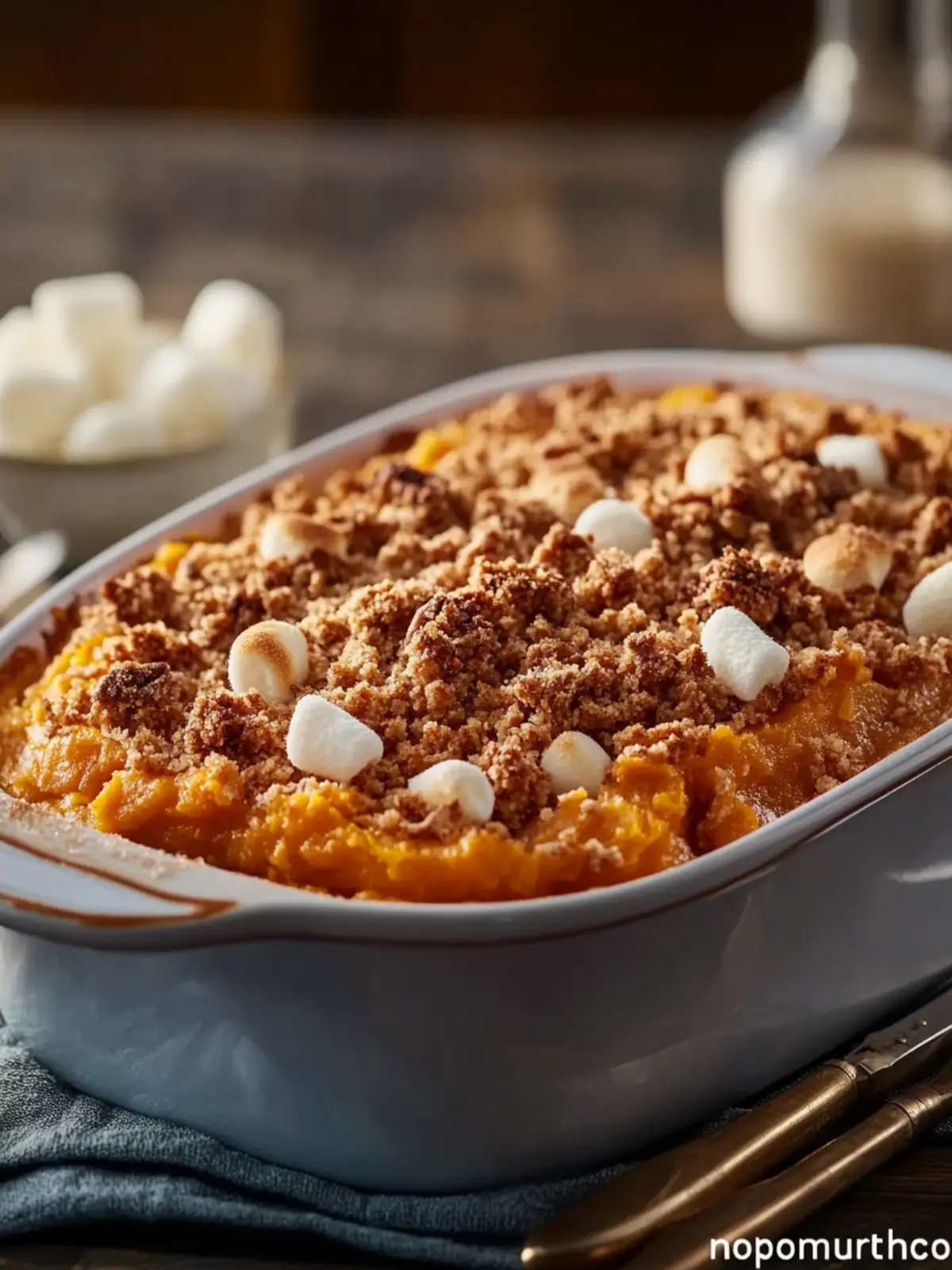 Sweet Potato Casserole with Pecan Streusel and Toasted Marshmallows 3 Sweet Potato Casserole with Pecan Streusel and Toasted Marshmallows