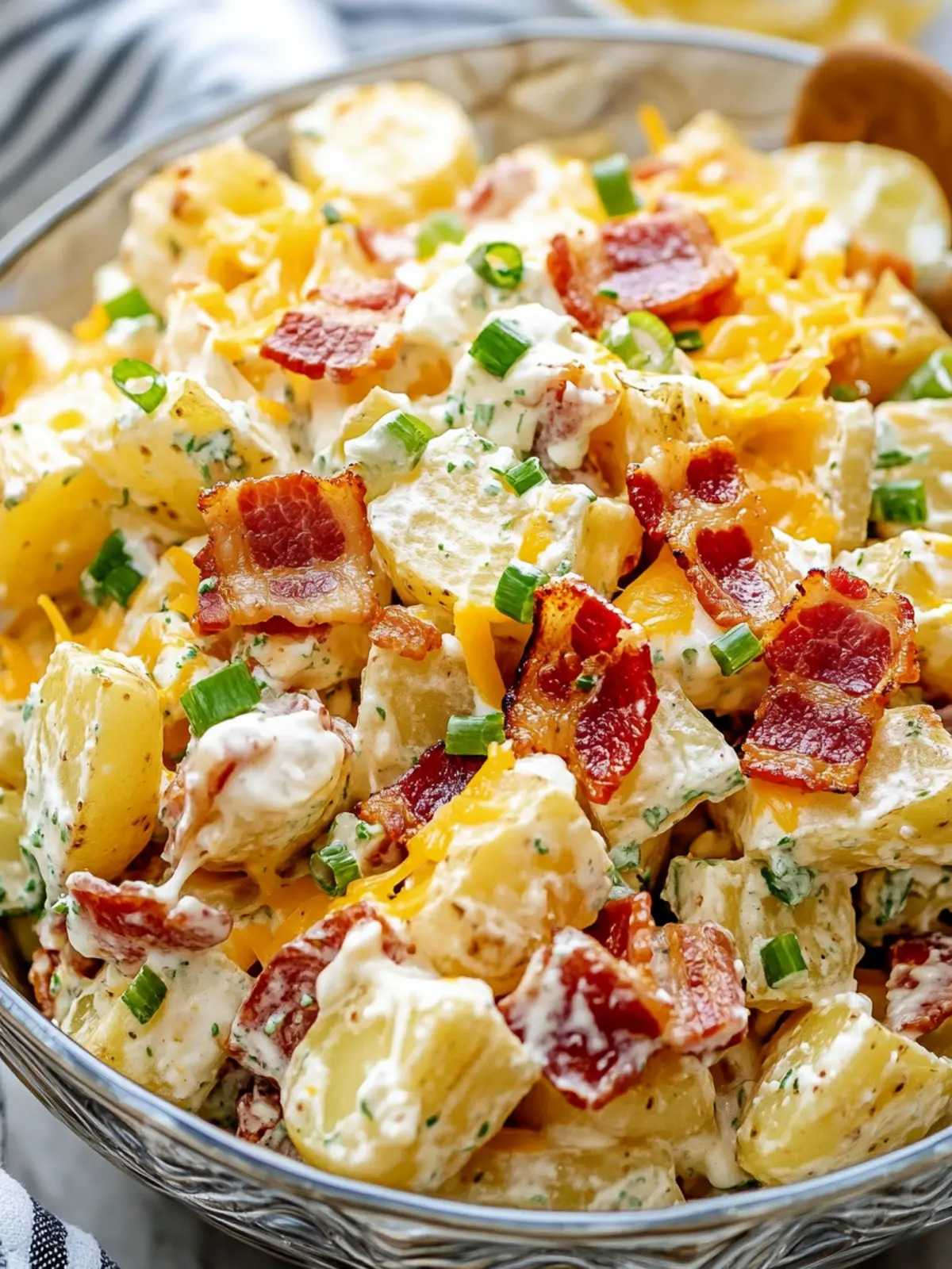 Ultimate Creamy Loaded Baked Potato Salad with Bacon Bliss 2 Creamy Loaded Baked Potato Salad with Bacon, Cheese, and Sour Cream