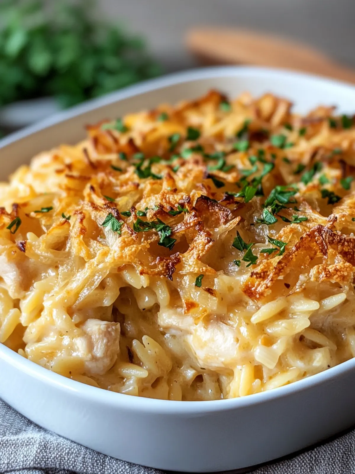 Delicious French Onion Chicken Orzo Casserole for Cozy Nights 4 French Onion Chicken Orzo Casserole