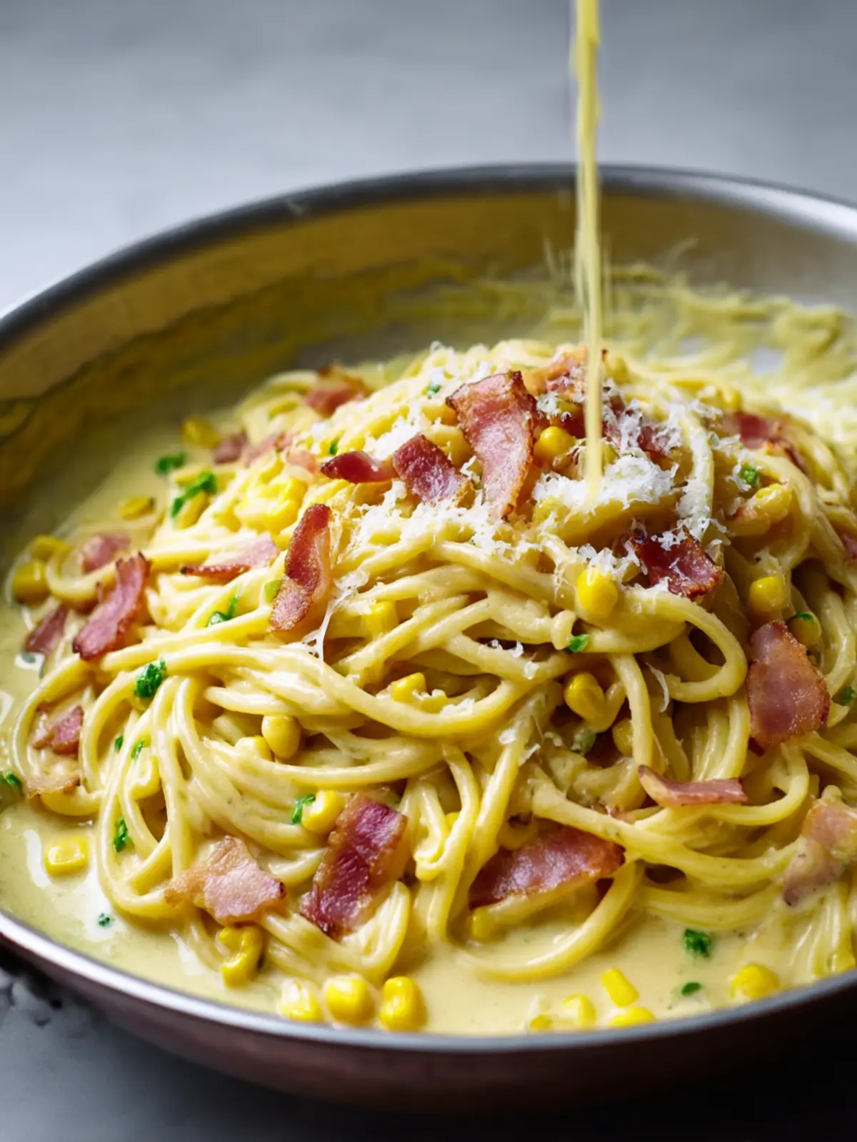 Creamy Corn Carbonara with Crispy Bacon Delight 3 Corn Carbonara