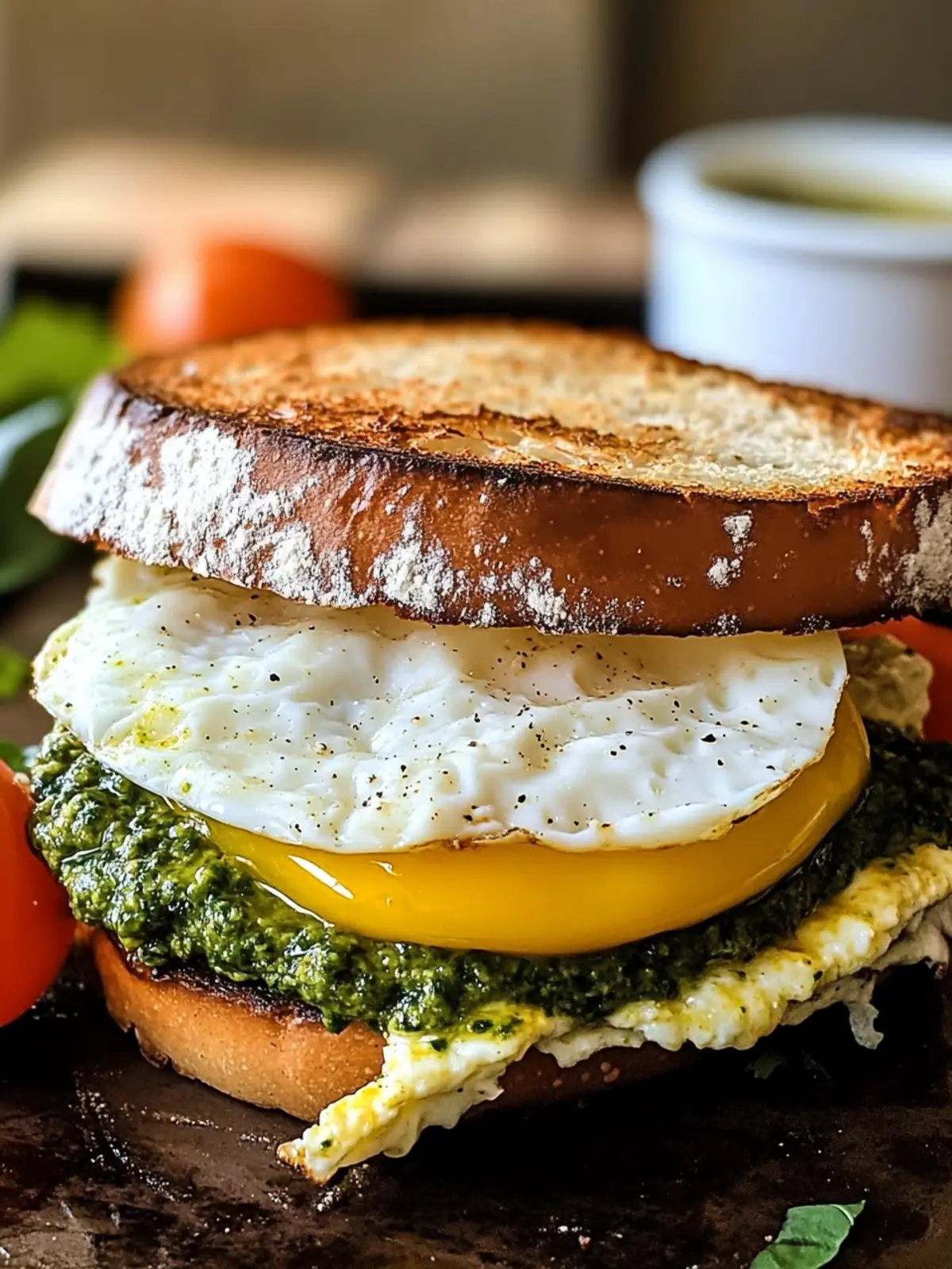 Delicious Pesto Egg Breakfast Sandwich