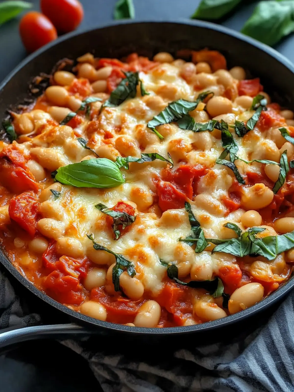 Cheesy Tomato White Bean Bake Skillet (30-Minutes)