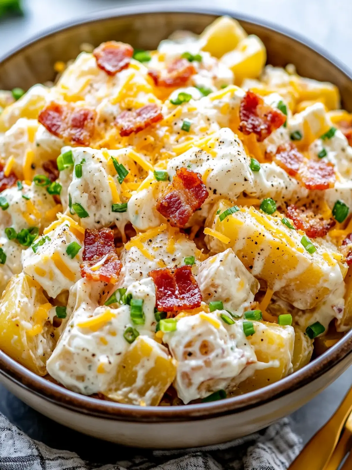 Ultimate Creamy Loaded Baked Potato Salad with Bacon Bliss 4 Creamy Loaded Baked Potato Salad with Bacon, Cheese, and Sour Cream