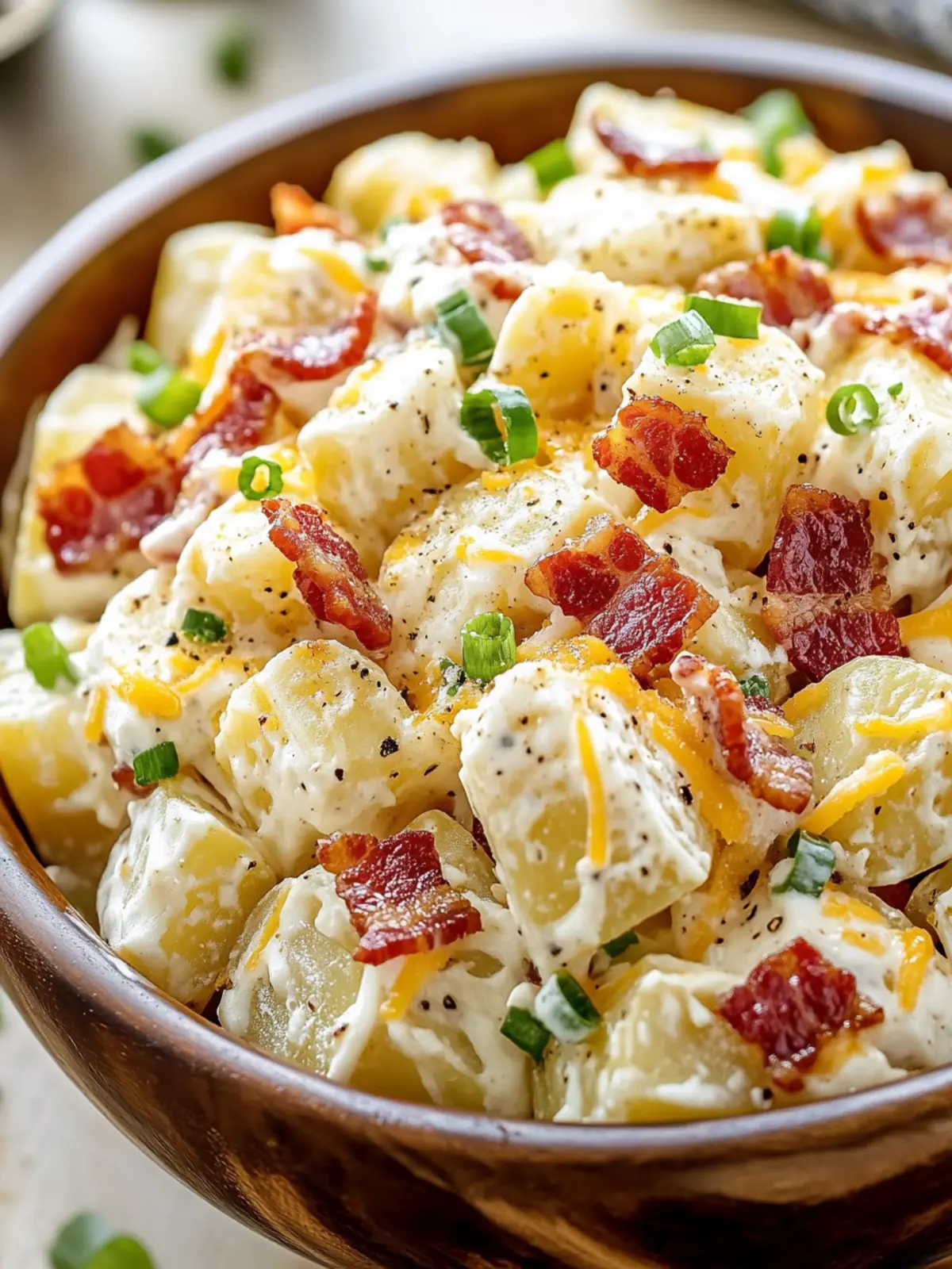Ultimate Creamy Loaded Baked Potato Salad with Bacon Bliss 3 Creamy Loaded Baked Potato Salad with Bacon, Cheese, and Sour Cream