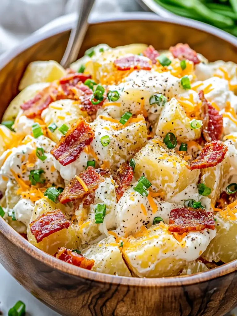 Creamy Loaded Baked Potato Salad with Bacon, Cheese, and Sour Cream