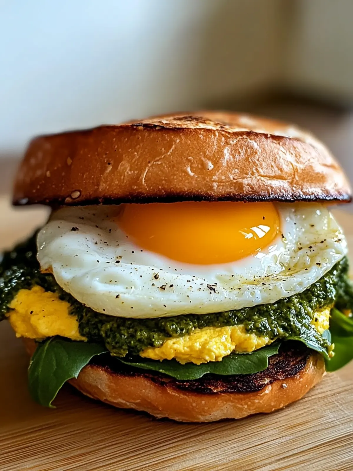 Delicious Pesto Egg Breakfast Sandwich