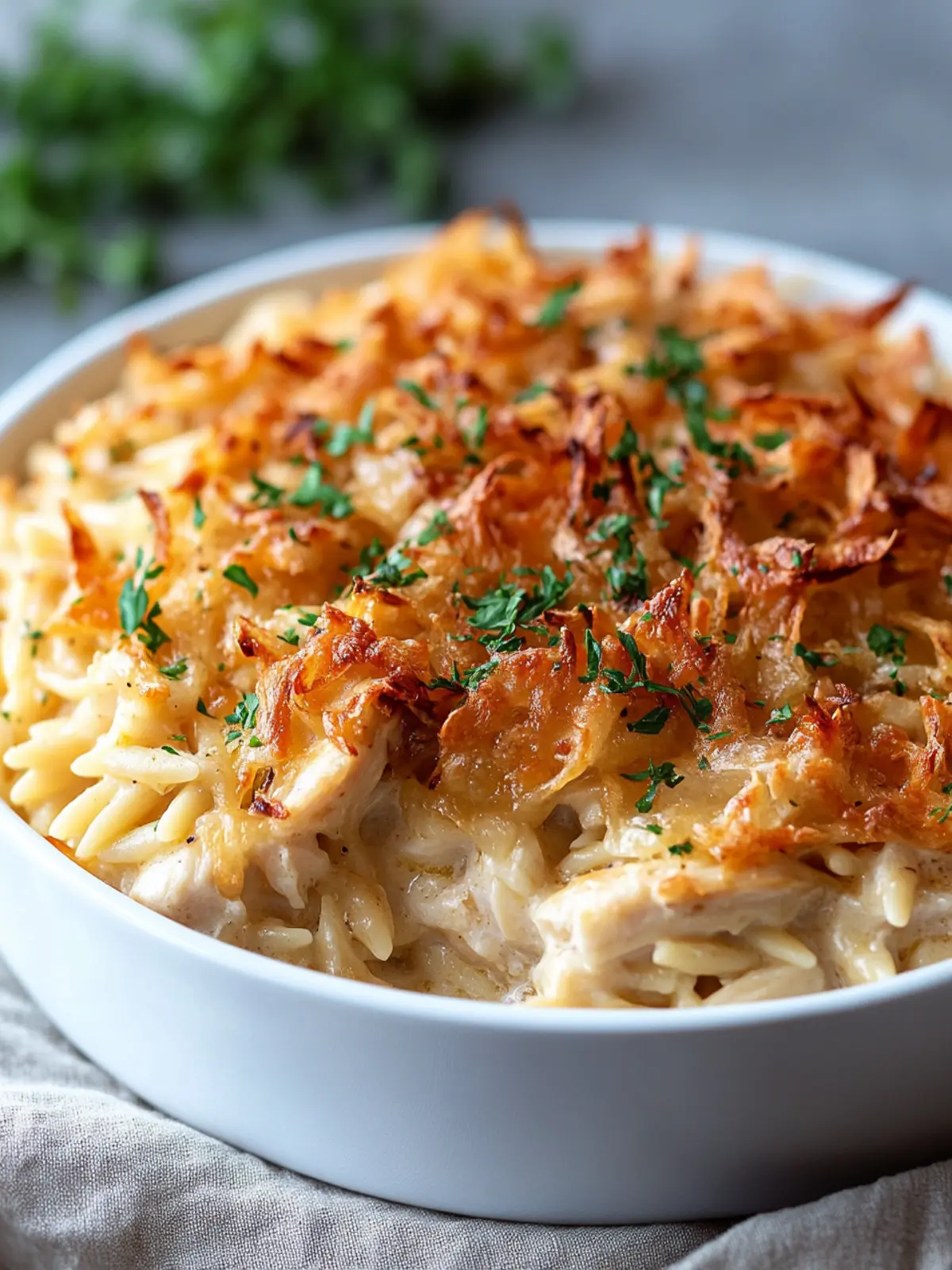 Delicious French Onion Chicken Orzo Casserole for Cozy Nights 3 French Onion Chicken Orzo Casserole