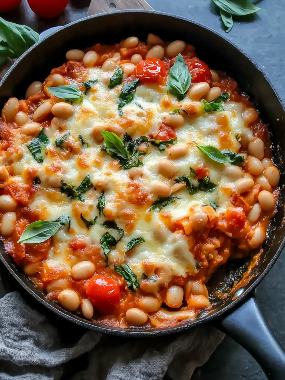 Cheesy Tomato White Bean Bake Skillet (30-Minutes)
