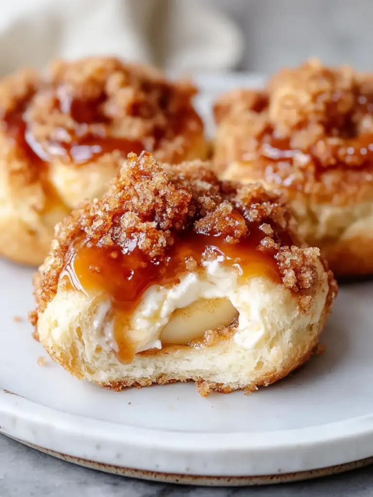 Apple Caramel Cream Cheese Buns with Cinnamon Crumble