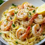 Garlic Cream Shrimp Linguine