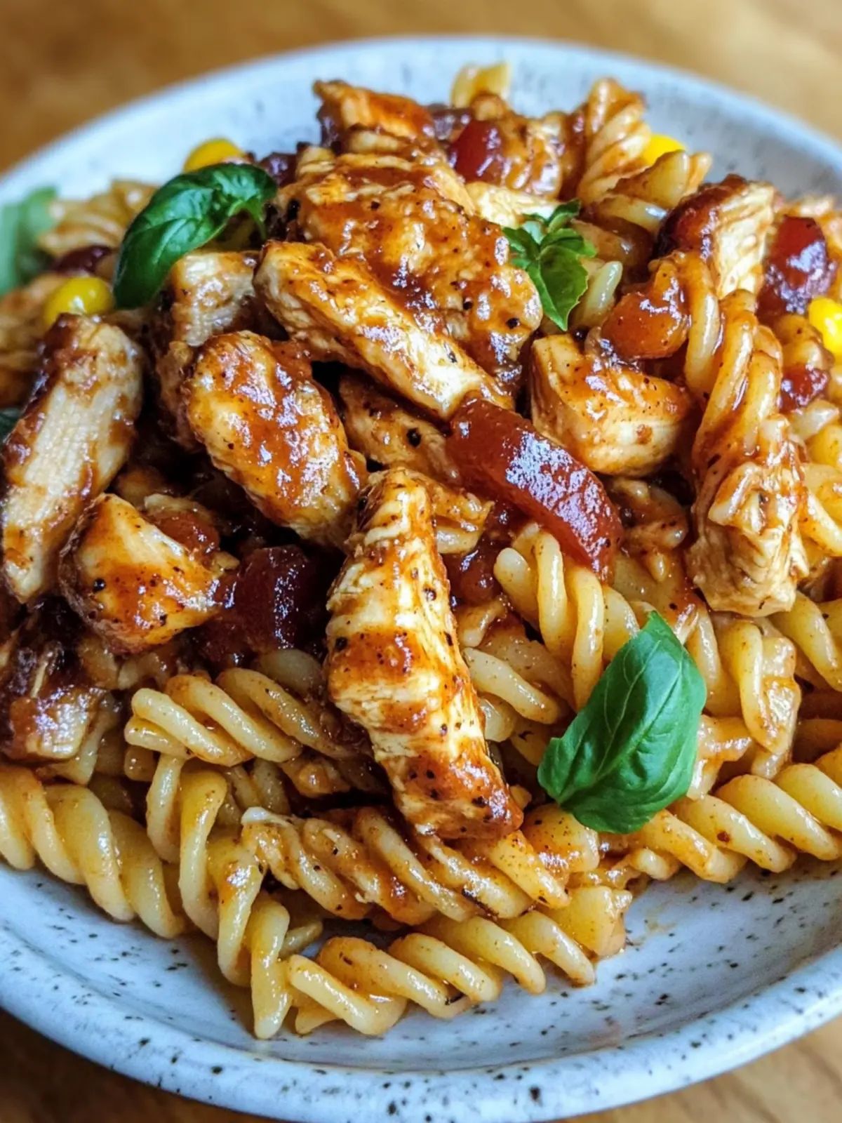 High Protein BBQ Chicken Pasta Salad
