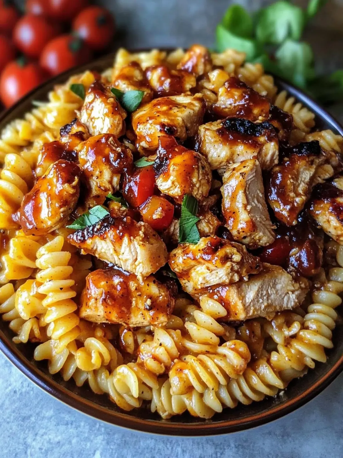 High Protein BBQ Chicken Pasta Salad