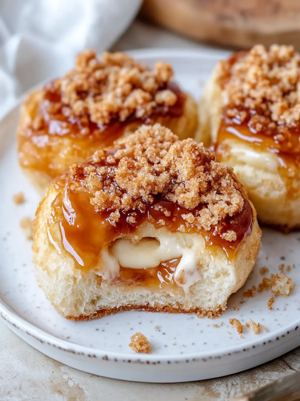 Irresistible Apple Caramel Cream Cheese Buns with Crumble 2 Apple Caramel Cream Cheese Buns with Cinnamon Crumble