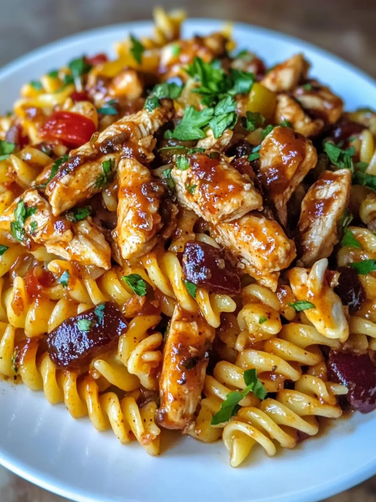 High Protein BBQ Chicken Pasta Salad